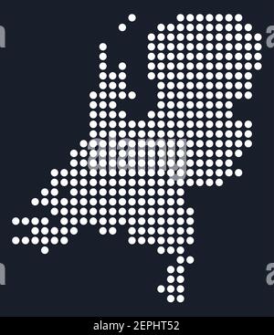 Vektor Kreise Pixel Karte von Niederlande weiß blau Stock Vektor