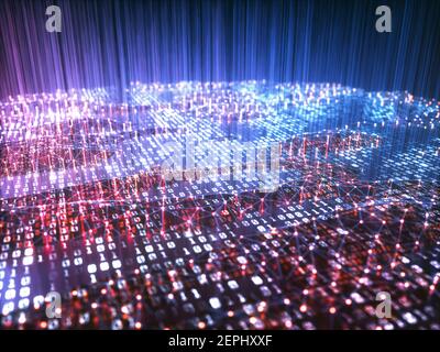 Abstrakter Hintergrund von Binärcodes. Darstellung Technologiekonzept 3D. Stockfoto