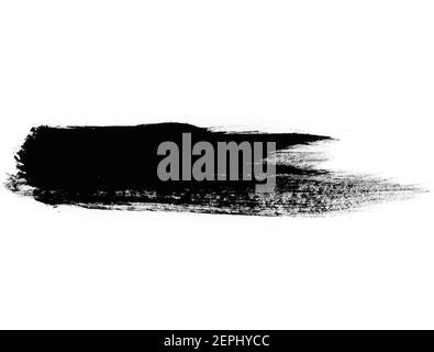 Schwarze Tinte Schmierbürste isoliert auf weiß Stockfoto