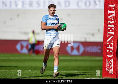 Madrid, Spanien. Februar 2021, 27th. Spieler in Aktion während des Madrid Rugby 7s-Matches zwischen Spanien und Argentinien im Estadio Nacional Complutense in Madrid, Spanien. Kredit: SPP Sport Presse Foto. /Alamy Live Nachrichten Stockfoto