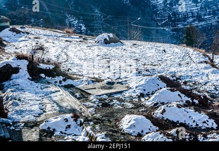 Patnitop eine Stadt Jammu und sein Park mit weißem Schnee bedeckt, Winterlandschaft Stockfoto