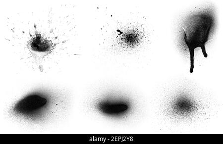 Set mit schwarzen Farbsprühbürsten Stockfoto