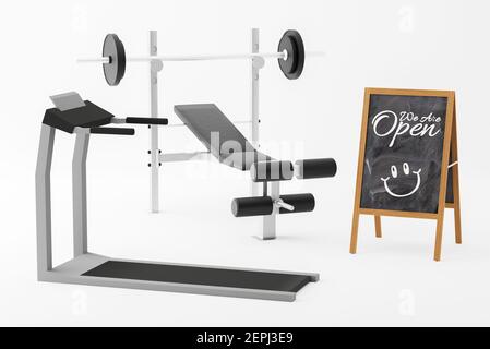 Wir sind offen Kreide ein Brett Shop Schild, 3D Illustration Stockfoto