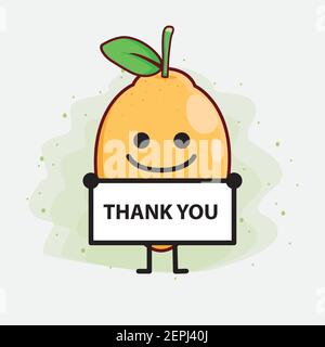 Vektor-Illustration von Lemon Fruit Charakter mit niedlichen Gesicht, einfache Hände und Bein Linie Kunst auf isolierten Hintergrund. Flache Cartoon Doodle Stil. Stock Vektor