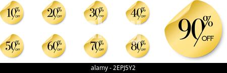 Etiketten mit Preisschildern mit Pauschalrabatt. Vektorgrafik Stock Vektor