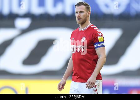 Swansea, Großbritannien. Februar 2021, 27th. Tomas Kalas #22 von Bristol City während des Spiels in Swansea, UK am 2/27/2021. (Foto von Mike Jones/News Images/Sipa USA) Quelle: SIPA USA/Alamy Live News Stockfoto