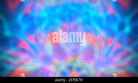 Abstrakter blauer Hintergrund mit leuchtenden Neonlinien. Stockfoto
