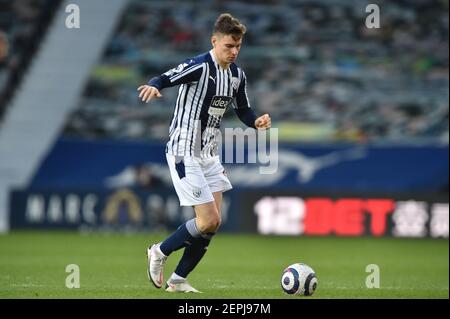 West Bromwich, Großbritannien. Februar 2021, 27th. Conor Townsend #14 von West Bromwich Albion während des Spiels in West Bromwich, UK am 2/27/2021. (Foto von Richard Long/News Images/Sipa USA) Quelle: SIPA USA/Alamy Live News Stockfoto