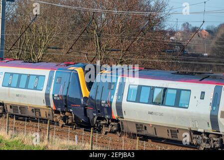 Avanti West Coast Super Voyager in neuem Gewand in Winwick an der West Coast Main Line. Stockfoto