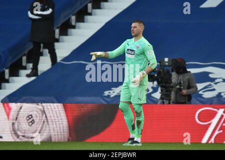 West Bromwich, Großbritannien. Februar 2021, 27th. Sam Johnstone #1 von West Bromwich Albion während des Spiels in West Bromwich, UK am 2/27/2021. (Foto von Richard Long/News Images/Sipa USA) Quelle: SIPA USA/Alamy Live News Stockfoto
