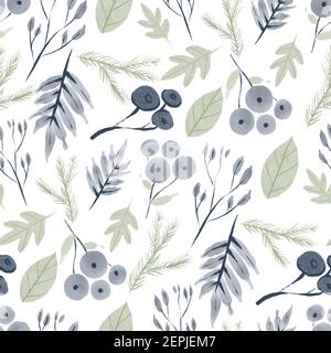 Walddesign, florales Nahtloses Muster, Blatthintergrund. Anlagen Stockfoto