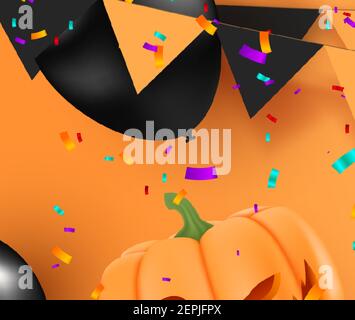 Halloween Sale Promotion Poster mit Halloween Ballons auf orangenen Hintergrund. Scary Luft Luftballons.Website gruselig oder Banner-Vorlage.Vektor-Illustration Stock Vektor