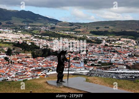 Statue von D. Afonso VI. Zweiter König von Portugal auf dem Monte Brasil Stockfoto