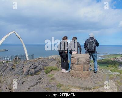 Top of North Berwick Law mit Whalebones Stockfoto