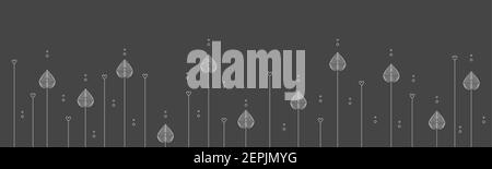 Elliptische Blätter Umrisse und Punkte wiederholbares Rahmendesign Stock Vektor