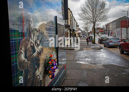 WEST BELFAST, NORDIRLAND - West Belfast, Shankill Road Ulster Ulster Volunteer Force Scottish Brigade. Stockfoto