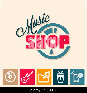 Logo des Musikshops Stock Vektor