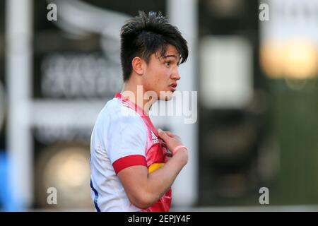 Newcastle, Großbritannien. Februar 2021, 27th. Marcus Smith von Harlequins während des Spiels in Newcastle, Großbritannien auf 2/27/2021. (Foto von Iam Burn/News Images/Sipa USA) Quelle: SIPA USA/Alamy Live News Stockfoto