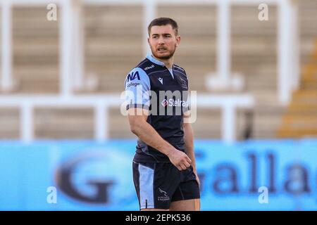 Newcastle, Großbritannien. Februar 2021, 27th. Ben Stevenson von Newcastle Falcons während des Spiels in Newcastle, Großbritannien am 2/27/2021. (Foto von Iam Burn/News Images/Sipa USA) Quelle: SIPA USA/Alamy Live News Stockfoto