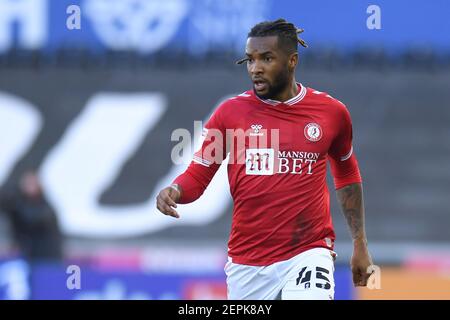 Swansea, Großbritannien. Februar 2021, 27th. Kasey Palmer #45 von Bristol City während des Spiels in Swansea, UK am 2/27/2021. (Foto von Mike Jones/News Images/Sipa USA) Quelle: SIPA USA/Alamy Live News Stockfoto