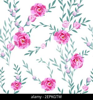Der nahtlose Hintergrund des Zweig mit rosa Blüten. Vektorgrafik Stock Vektor