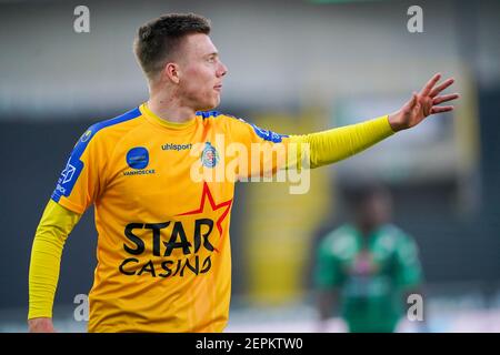 BRÜGGE, BELGIEN - FEBRUAR 27: Daan Heymans aus Waasland Beveren während des Pro League-Spiels zwischen Cercle Brugge und Waasland Beveren bei Jan Breydels Stockfoto