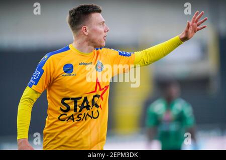 BRÜGGE, BELGIEN - FEBRUAR 27: Daan Heymans aus Waasland Beveren während des Pro League-Spiels zwischen Cercle Brugge und Waasland Beveren bei Jan Breydels Stockfoto