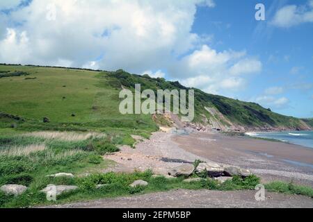 Wandern auf dem südwestlichen Küstenweg in Devon. Dieses Gebiet passiert man Sand in der Nähe von Paignton. Stockfoto