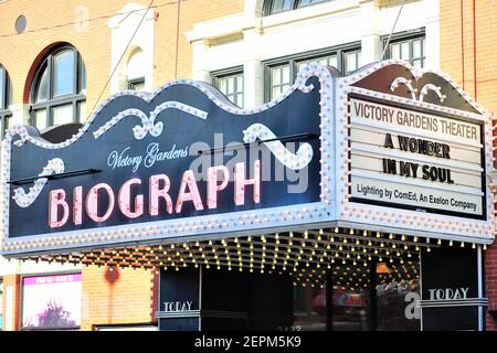 Chicago, Illinois, USA. Das Biograph Theatre in Chicago wurde 1934 als Ort bekannt, an dem der Kriminelle John Dillinger von FBI-Agenten erschossen wurde. Stockfoto