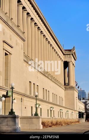 Chicago, Illinois, USA. Die Ostwand des Soldier Field, Heimat der Chicago Bears der National Football League. Stockfoto