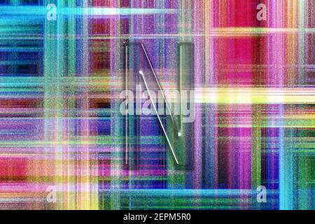 Nu-Zeichen. Nu-Buchstabe, griechisches Alphabet-Symbol, bunt karierter Hintergrund Stockfoto