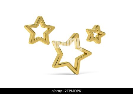 Goldenes 3D Sterne-Symbol isoliert auf weißem Hintergrund - 3D Rendern Stockfoto