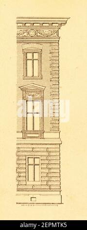 Illustration aus dem 19. Jahrhundert, die Fassade eines Hauses darstellt, entworfen von Frederic Schachner (1870). Stich veröffentlicht in Vergleichende architektonische Fo Stockfoto