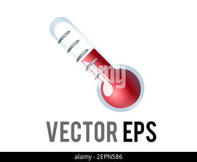 Die isolierte Vector Flüssigkeit in Glas Thermometer Symbol mit rot Flüssigkeit zur Temperaturmessung aufsteigen Stock Vektor