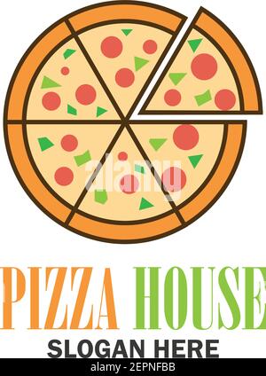 Pizza-Logo mit Textfläche für Ihre Slogan Tag Linie, Vektor-Illustration Stock Vektor