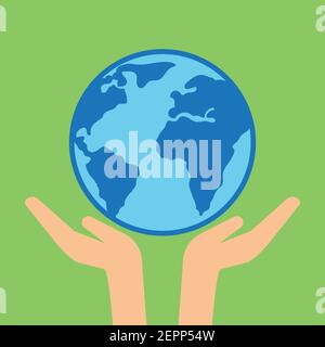 Hand hält Globus Symbol der Welt Konzept. vektor-Illustration Stock Vektor