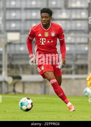 München, Deutschland. 27th. Februar 2021. Alphonso DAVIES, FCB 19 im Spiel FC BAYERN MÜNCHEN - 1.FC KÖLN 5-1 1.Deutsche Fußball Liga am 27. Februar 2021 in München, Deutschland Saison 2020/2021, Spieltag 23, 1.Bundesliga, FCB, München, 23.Spieltag, Köln. © Peter Schatz / Alamy Live News - die DFL-VORSCHRIFTEN VERBIETEN DIE VERWENDUNG VON FOTOGRAFIEN als BILDSEQUENZEN und/oder QUASI-VIDEO - Stockfoto