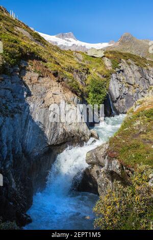 Canyon, Torrent. Geologie bei der Johannishütte. Dorfertal. Venediger Group. Virgental. Österreichische Alpen. Europa Stockfoto