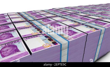 3D Illustration von 10000 Francs westafrikanischen CFA Scheine Stapel Hintergrund Stockfoto