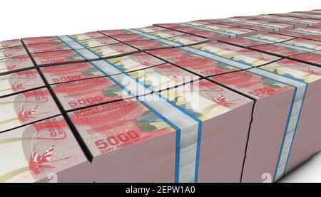 3D Abbildung von Madagaskar 5000 Ariary Bills stapelt Hintergrund Stockfoto