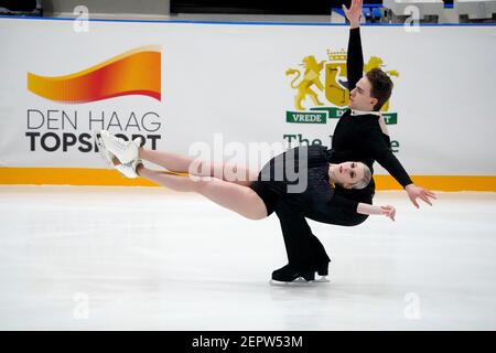 Anna Yanovskaya und Adam Lukacs (HUN) beim Senior Ice Dance Free Dance im Challenge Cup Figure Skating am 26. Februar 2021 im Uithof in Den Haag, Niederlande. Quelle: SCS/Soenar Chamid/AFLO/Alamy Live News Stockfoto