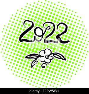 2022 Jahre. Hand Lettering Grunge Karte mit strukturierten handgefertigten Doodle Buchstaben im Retro-Stil. Handgezeichnete Vintage Vektor Typografie Illustration Stock Vektor
