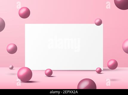 3D realistische rosa Kugeln Kugeln Formen mit weißem Hintergrund Hintergrund Raum für Ihren Text. Sie können für Banner Web, Poster, Print-Anzeige, Plakat, etc. Verwenden Stock Vektor