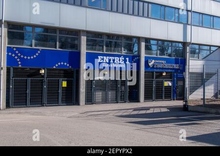 Platinumcars Arena vor dem Schwedischen Pokalspiel zwischen Norrkoping und Linkoping in der Platinumcars Arena in Norrkoping, Schweden Stockfoto