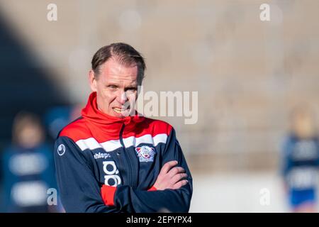 Andree Jeglerts neuer Trainer im FC Linkopings vor dem schwedischen Cup-Spiel zwischen Norrkoping und Linkoping in der Platinumcars Arena in Norrkoping, Schweden Stockfoto