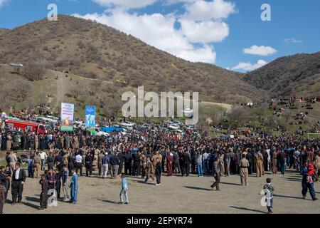 Nowruz Feiern in der Nähe von Biakara, Marivan Bezirk, Kurdistan, Iran Stockfoto