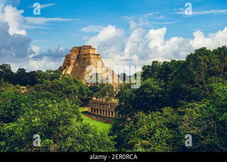 Pyramide des Magiers, uxmal, befindet sich in yucatan, mexiko Stockfoto