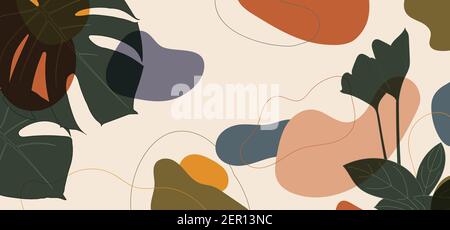 Abstrakt organisch retro Form von Blatt Design dekorative Kunstwerk Vorlage. Überlappendes Design von Farben Stil Hintergrund. Stock Vektor