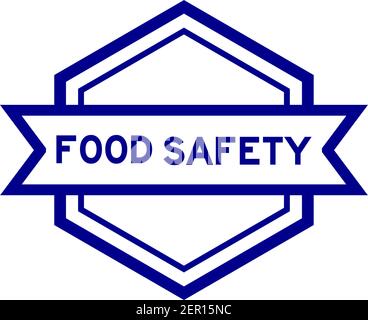 Hexagon Vintage Label Banner in blauer Farbe mit Wort Food Sicherheit auf weißem Hintergrund Stock Vektor