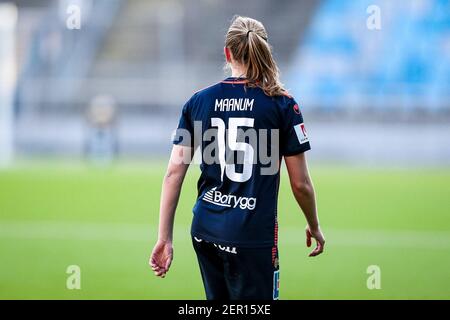 Norrkoping, Schweden. Februar 2021, 28th. Der norwegische Nationalspieler Frida Leonhardsen Maanum (#15) bei einem Spiel im Schwedischen Cup zwischen IFK Norrkoping und Linkoping in der Platinumcars Arena in Norrkoping Quelle: SPP Sport Pressefoto. /Alamy Live Nachrichten Stockfoto